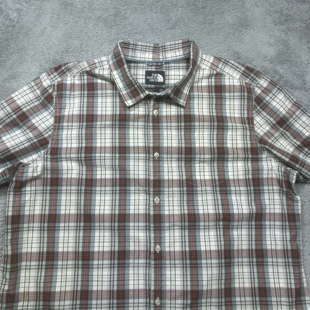 The North Face Shirt Mens 2XL Plaid Short Sleeve Hammets Outdoor Hiking Button‎